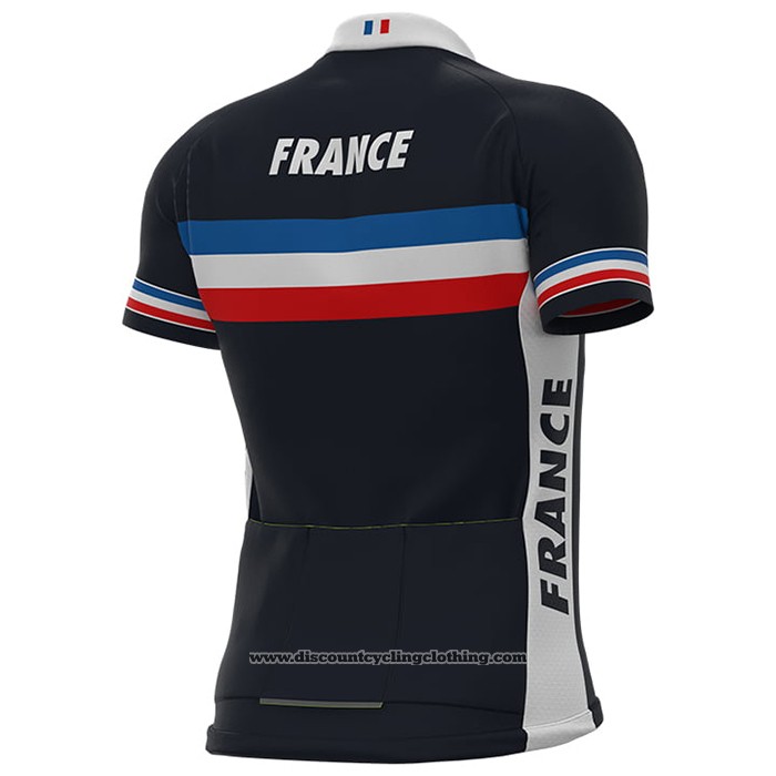 2021 Cycling Jersey France Dark Blue Short Sleeve And Bib Short